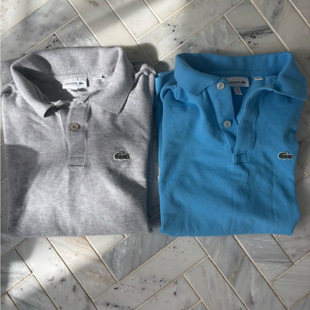 Set of Lacoste Kids Polo Shirt - Gray and Blue